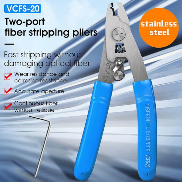 VCFS-20 Rustfritt stål Tre-porters fiberavstrippingstenger FTTH-verktøy Fiberoptisk kabelavstripper