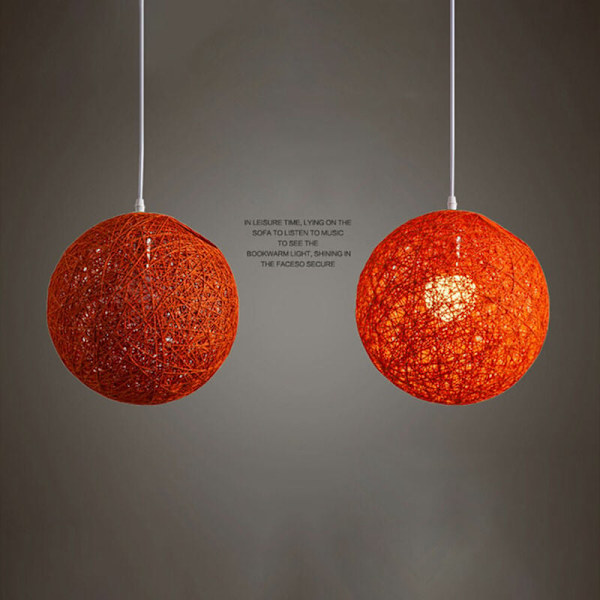 Orange, Rattan Ball og Hamp Individuel Kreativitet Sfærisk Rattan Nest Lampeskærm