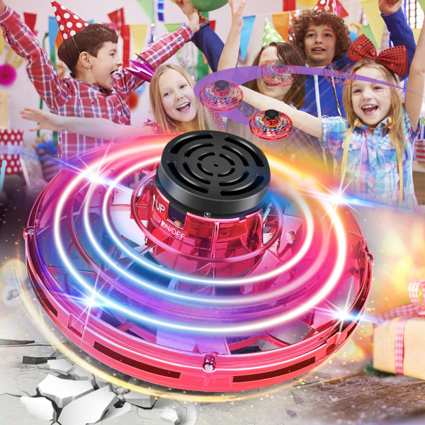Børnemanual UFO Drone LED Light Flying Fingertip Gyro black