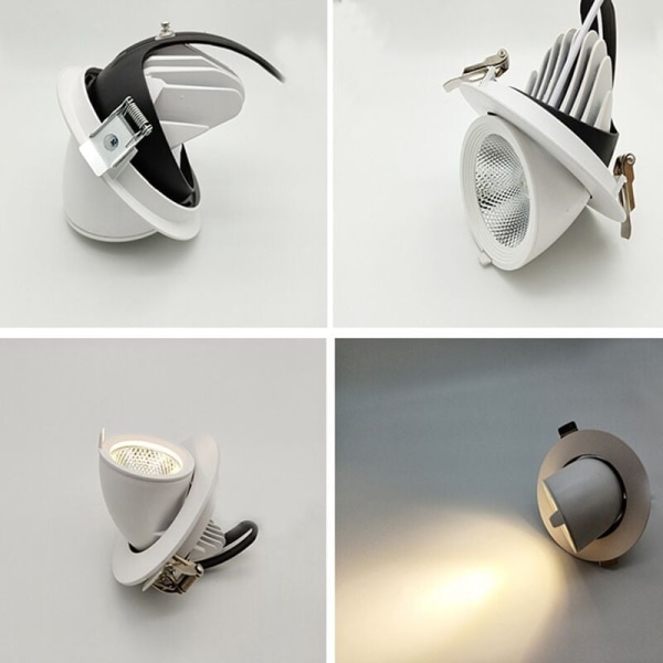 LED Elefantstamme Lys Blomstring COB Spotlight Innebygd Nedfelt Taklampe 360 Grader 20W