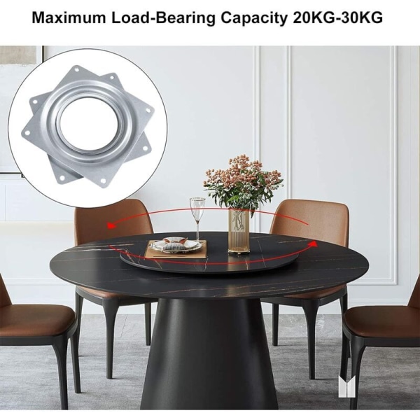 Firkantet lejeplade, 1 stk. firkantet drejeplade 360 graders rotation kugleleje Lazy Susan 10 cm til kontorbord, computerborde