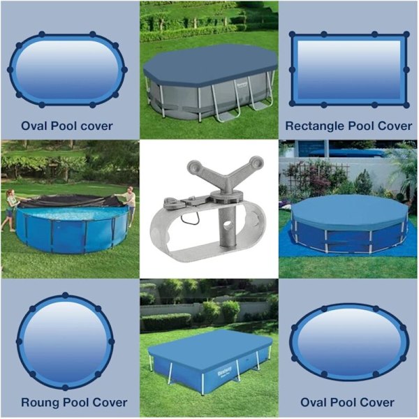 1 st Poolöverdragsspännare med Trådrep - Poolöverdragsspole, Aluminiumkonstruktion, Vinterpoolöverdragsspännare - 8x2x6