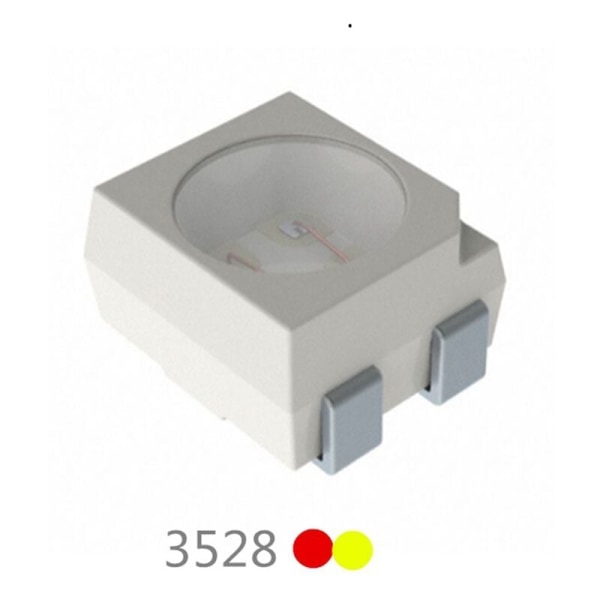 100 stk 3528+Gul PLCC-4 Reversert Pol, 617Nm+587Nm, 50MA 2V 0.1W To-farget SMD LED-lamper Lysperler LAYT67B