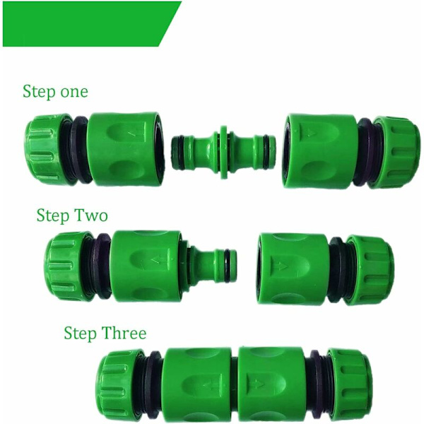 10-pak Have-slange Hurtigkoblings-sæt (6 stk. 1/2\" Slange Hurtigkobling, 2 stk. Dobbelt Kobling, 2 stk. Hane-kobling)