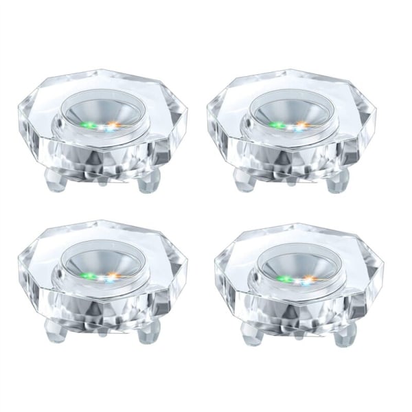 4X Multi-Farvet Krystal LED Lysbase Automatisk Blinkende Lysstander Farveskærm Plade Oplyst med Flad Top