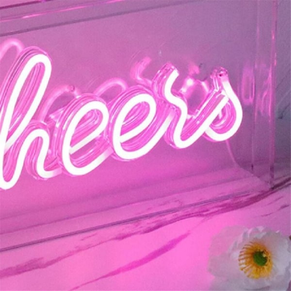 Cheers Neon-kyltti USB LED-kyltti Pöytävalokotelo Cheers Neon-baarikyltti 3D-seinä Neon-lämmin valokyltti Juhlakoristevalolle B