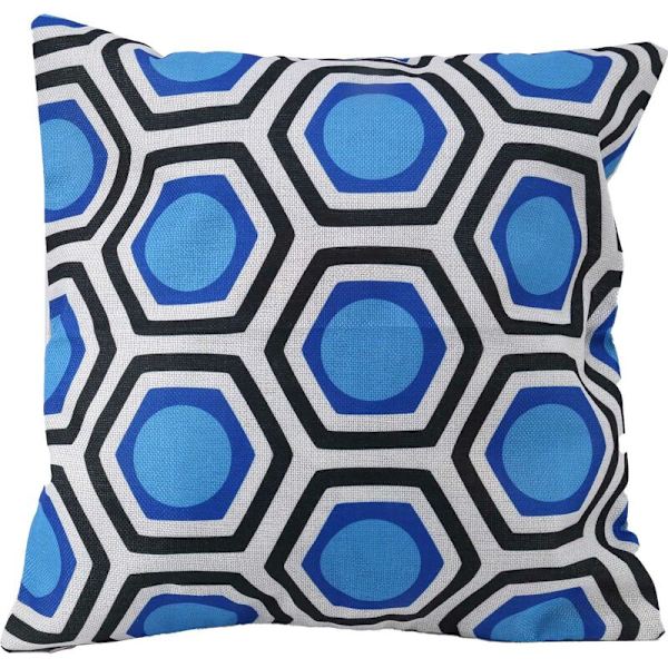 Pudebetræk Sofa Hjem Seng Dekoration Geometrisk Pudebetræk (Sort + Blå)