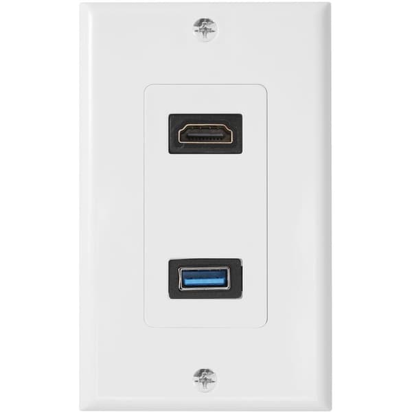 1 x 2 porte + USB 3.0 vægplade paneludtag stikkontakt ekspander hvid