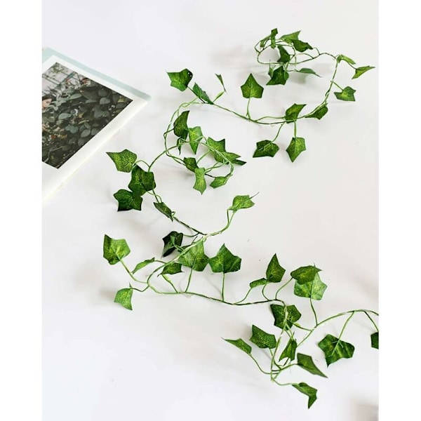 4 st 2M 20 LED Konstgjorda Växter LED-Strängljus Grön Blad Murgröna Vin för Hem Bröllop Dekoration Lampa DIY Hängande Trädgård Gräsmatta Belysning