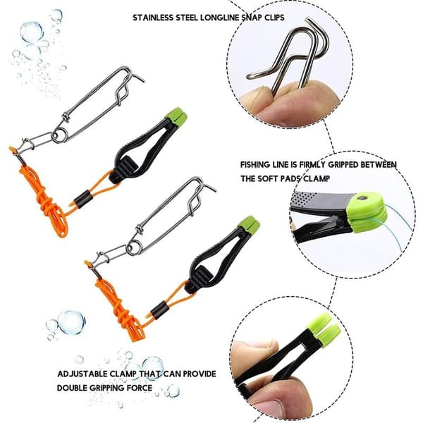 2 stk. plus line release, 17 tommer downrigger release stacker clip fiskeri leder med longline clips