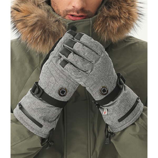 Uppladdningsbara batteriuppvärmda handskar för män och kvinnor, batteridrivna vinterhandskar för vinteraktiviteter utomhus, storlek L