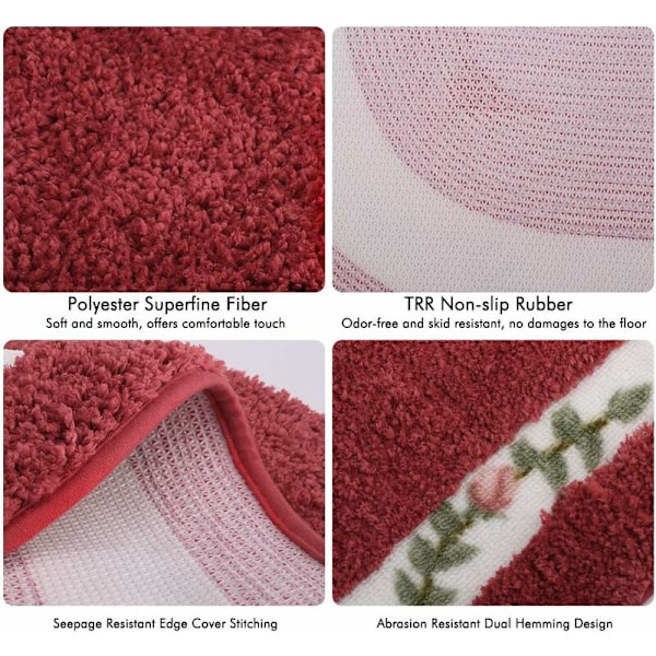 Blomsterdørmatte, Myk Mikrofiber Sklisikker Velkomstmatte, Oval Baderom Matte med Privat Inngang Juldekor 20 '' x 32 '' (50x80 cm)