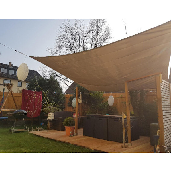 Rektangulær Skygge Sejl 2x3 Meter Vandafvisende Skygge Sejl Vandafvisende Anti UV 3x2 M til Have Terrasse Patio, Sand