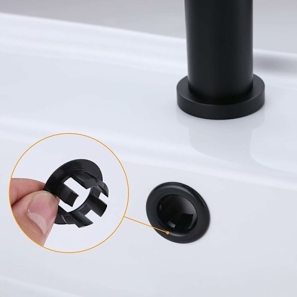 Vask Overflow Ring 6 Styk Universal Dæksel Til Badeværelse Sort