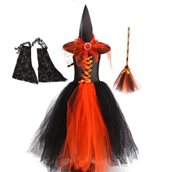 8-10 år Halloween kostyme heks tutu skjørt barne heks ytelse kjole jenter cosplay kostyme