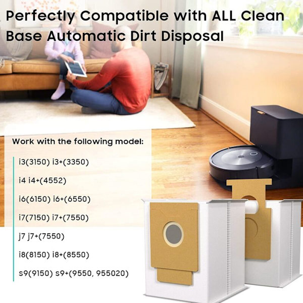 Støvsugerpose for I & S J-serien Clean Base-modell, I3+(3550) I4+ I6+ I7+ I7Plus J7+(7550) I8+ S9