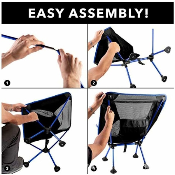 Bærbar Ultralet Foldbar Stol Med Opbevaringspose Aluminium Legering Oxford Stole Til Udendørs Sport Camping Vandreture Fiskeri Kongeblå