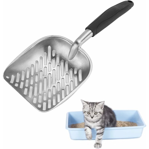 Kattesand-Skop, Aluminium Legering Husdyrsand-Skop (Sort Metal Kattesand-Skop)