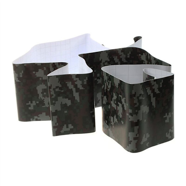 4 rullaa naamiointiteippiä autoon, armeijan tarra, vinyyli PVC, moottoripyörä, kuitu, metsänaamiointi, digitaalinen CAMO, musta 152 x 10 cm