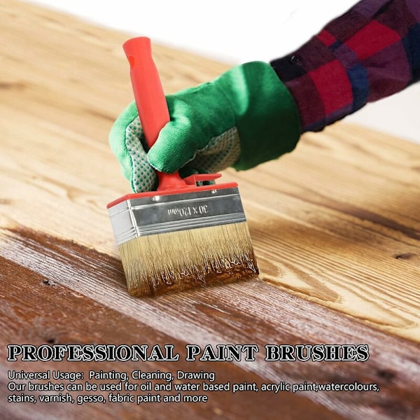 2-pack Däckfärg Penslar, Skjul, Staket, Däck & Träblock Penslar, för Trä, Träblock, Glansvägg, Möbelmålning (30x120mm)