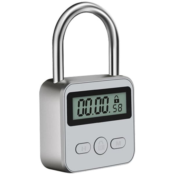 Metal Timer Lock Multifunktion LCD Display Elektronisk Tid 99 Timer Max USB Genopladelig Timer, Sølv