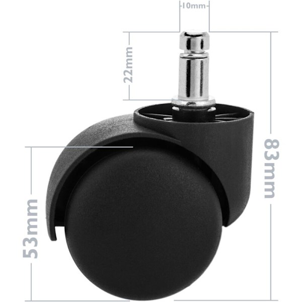 Svängbara hjul i nylon och PVC utan broms 50 mm M10 5-pack