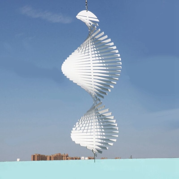 Kinetisk tom sublimation vindspinner 3D spiral vindspil klokke skulptur hængende udendørs indendørs haveindretning 10X25Cm