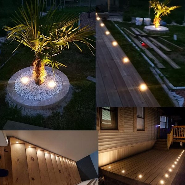 16 Pakk IP67 Vanntette LED Dekk-Spotlight Utendørs Nedfelt Spotlight 0,6W DC12V Varmt Hvit Lys Trappetrinn Tak Mini Lampe Sett - RWLight & Li