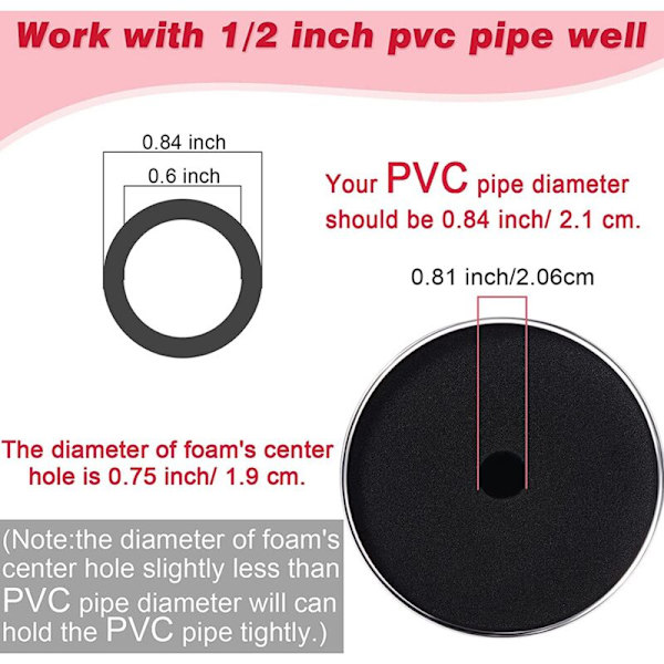 4 størrelser 8 stykker skumkopindsatser til 1/2 tommer PVC-kopindsatser til 10 oz til 40 oz alle kopper