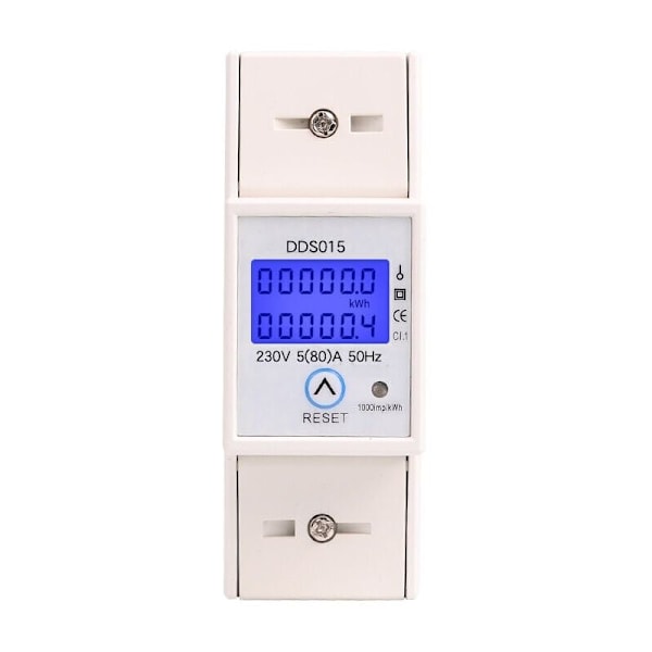 Enfasig elmätare 80A max modulär, enkel tariff, LCD-display, Delvis återställning