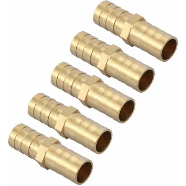 Piggtråd rett kobling, messing toveis rett rør adapter rørkobling ledd rørkobling 12mm(12mm 5stk)