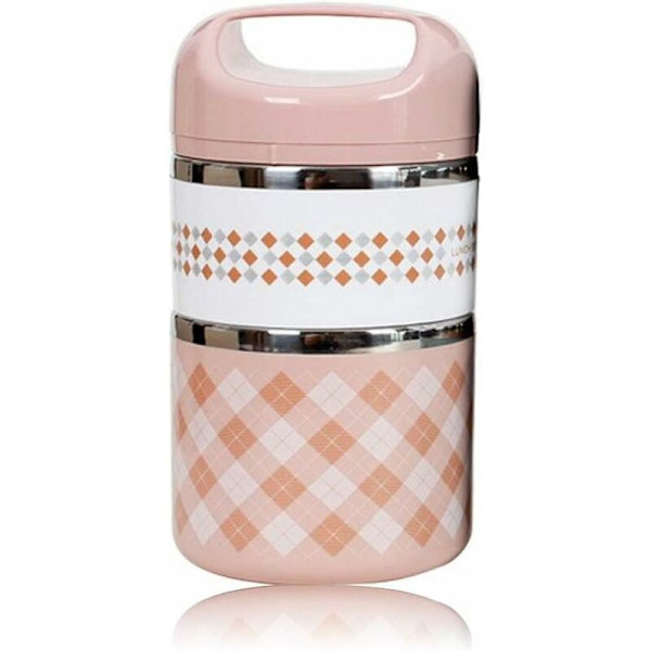 Bento-boks, 2 lag rustfritt stål (rosa)-