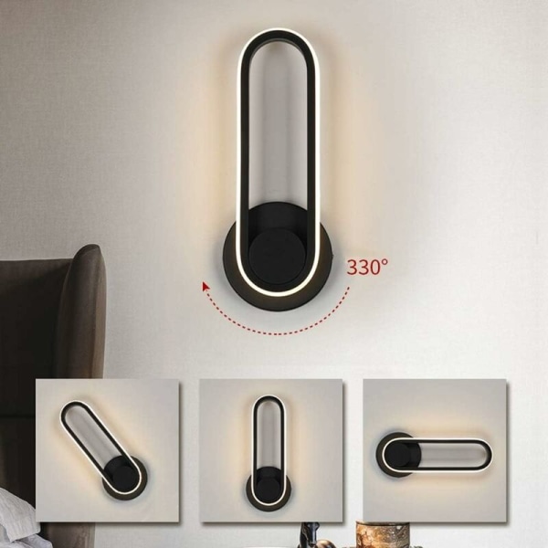 12W LED-væglampe til indendørs brug, dæmpbar væglampe til sengen 330° drejelig moderne designbelysning til soveværelse, hjem, gang, stue, trappe-