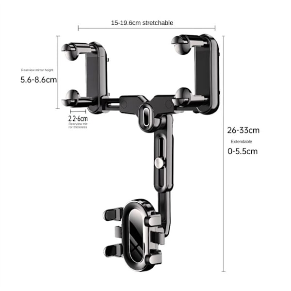 Universal bilens bakspeil telefonholder 360 graders rotasjon biltelefonfeste dashbordkamera GPS smarttelefonholder