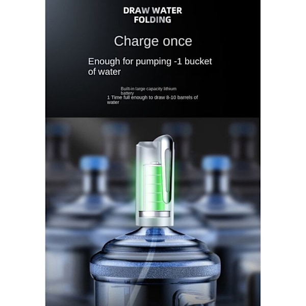 Elektrisk flaskepumpe Gallon Automatisk dispenser Bærbar sammenleggbar skrivebord flaskepumpe med base