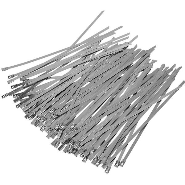 100 stk 7,9 tommers rustfritt stål metallkabelbånd sølv 4,6200 mm