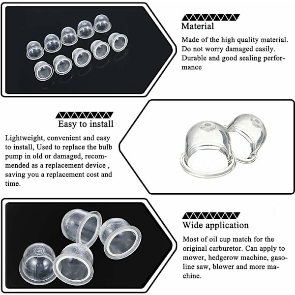 12 kpl Kaasuttimen Primer-Pump-Polttimoita 19 mm ja 22 mm Polttimo Pump Primer Kaasuttimen Tarvikkeet Pensaskoneelle Ketjusahalle Puhaltimelle Trimmerille