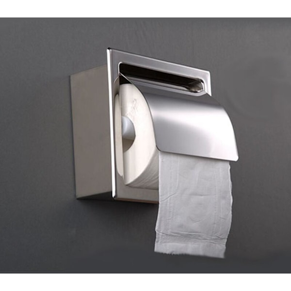 2 kpl Ruostumattomasta Teräksestä Valmistettuja Sisäänrakennettuja WC-Paperitelineitä, Seinäkiinnitys, Moderni