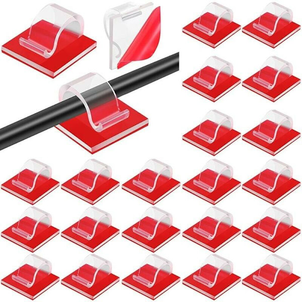 60 stk Lyskabelklips Mini Selvklebende Kabelklips Lyskroker Trådkabelorganisator Klips Utendørs Limtrådstyring Holder (Transparent
