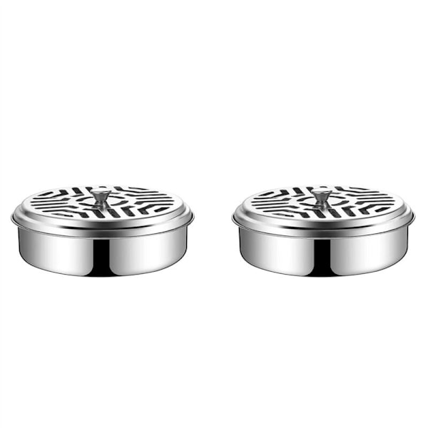 2X Rustfrit Stål Myggespiralholder, Flammehæmmende Myggespiralbeholder, Bærbar Metalspiral