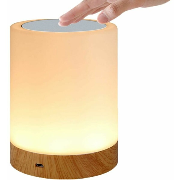 LED-berøringslampe for soverom, stue, kontor - nattbordslampe med fargeskiftende RGB-sensor - USB-ladeport, Sunny