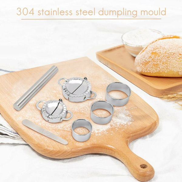 Dumpling Maker 7-pack i rostfritt stål - Lätt att göra pajer, ravioli, empanadas, pierogi, pressform, skärverktyg