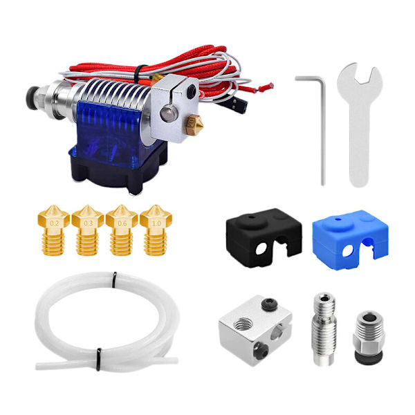 V6 Bowden J-Head Hotend Kit All Metal 24V 1.75M 4.1 Throat Nozzle Heat Break PTFE Tube 1M för Fjärr Extruder