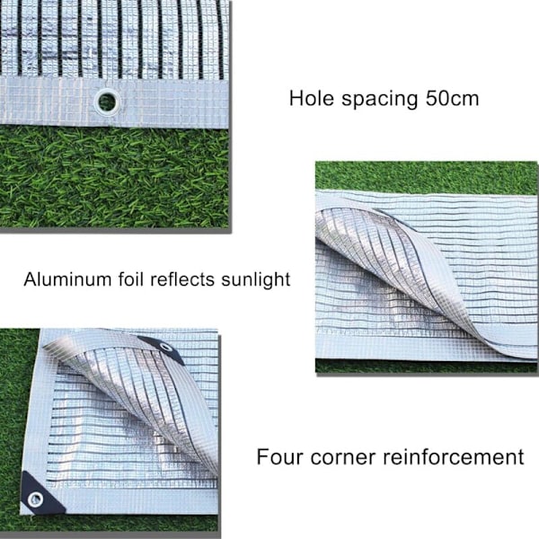 Aluminium Skygge Net, Skygge Net, UV-Resistent Skygge Klud, Vindtæt Skygge Sejl, Sølv (2x4m)