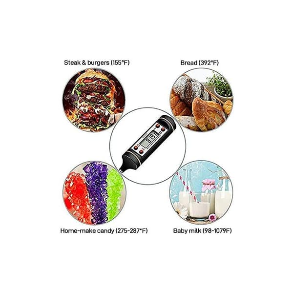 Kökstermometer, matlagningstermometer, digital stektermometer, lång provköttstermometer, 5s snabbavläsning (blå) -