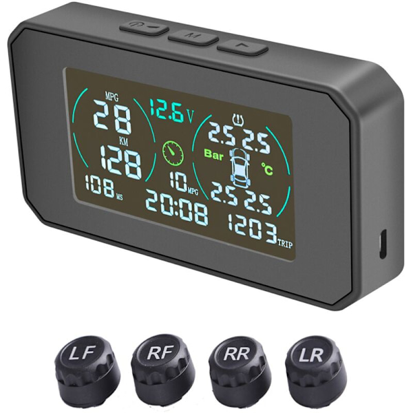 Multifunktionell bil OBD HUD solenergi däcktrycksövervakningssystem automatiskt säkerhetslarmsystem Head Up Display B05