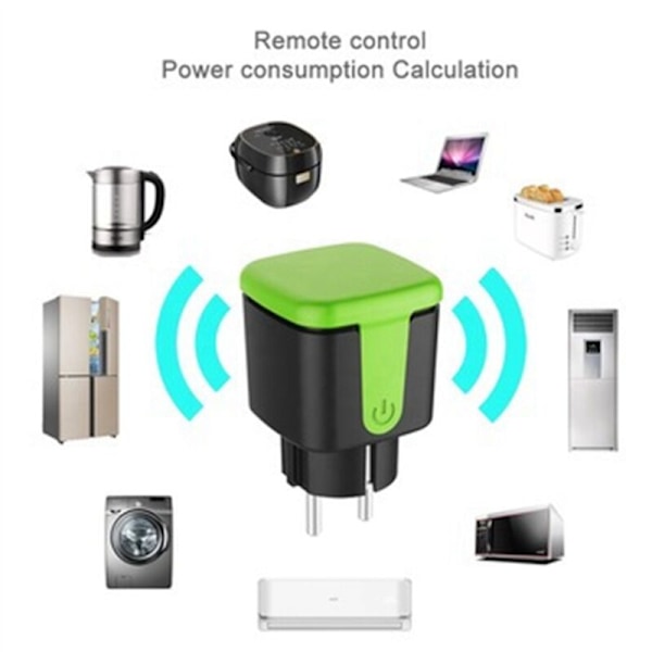 2X Smart Uttak Utendørs, 16A WiFi Fjernkontroll med Strømmonitoreringsfunksjon, for Tuya Smart Life Alexa EU