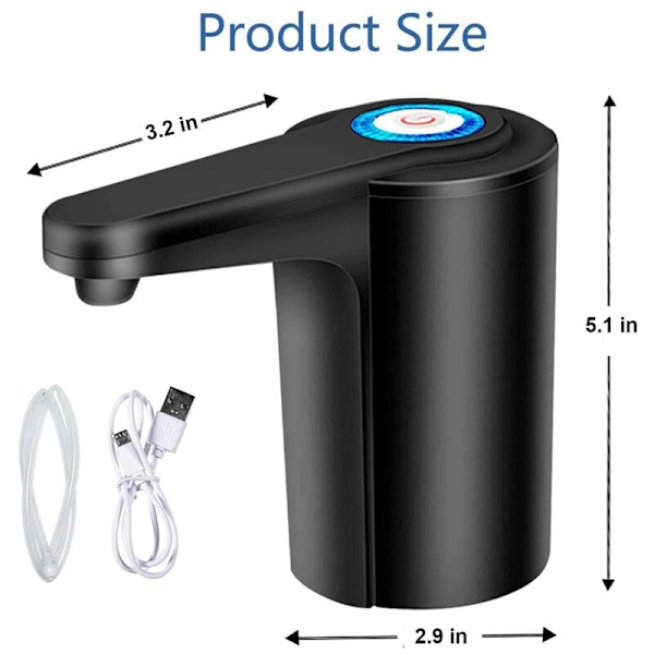 5 Gallon Dispenser - Pumpe for 5 Gallon Flaske, Automatisk Universell USB Oppladbar Pumpe