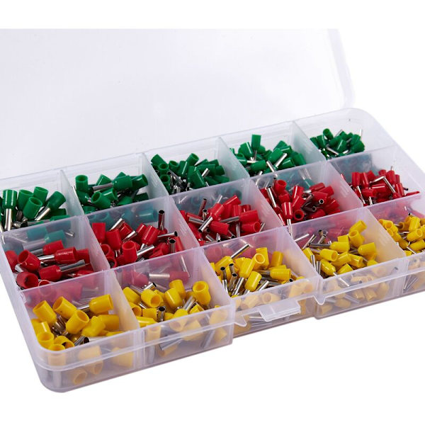 600 st/set 3 färger rörterminaler rörkontakt sladdstift ändkabel skosnören hylsor kit för 22-12AWG