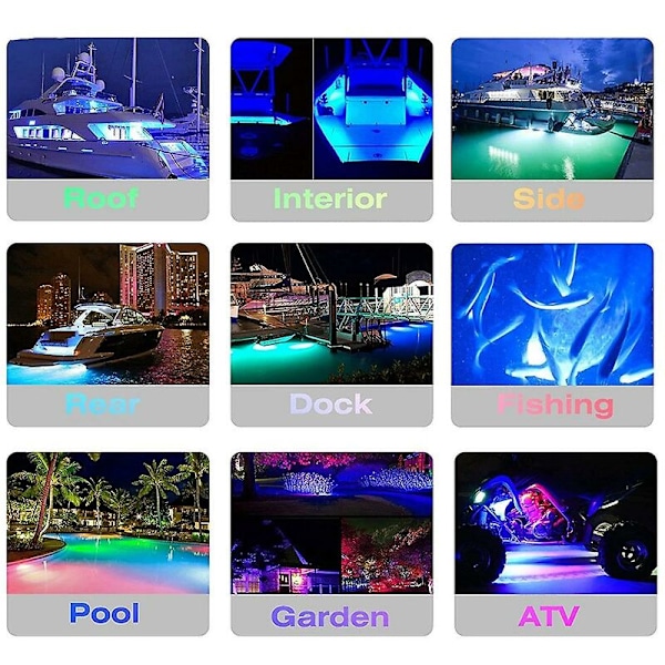 Universal 12v 27 LED Rustfrit Under Vand Pontoon Vandtæt Båd Agterlys Blå